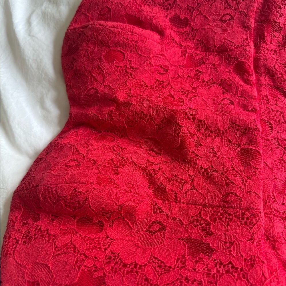 BCBGMaxAzria Red Lace Mini Dress - Picture 5 of 9